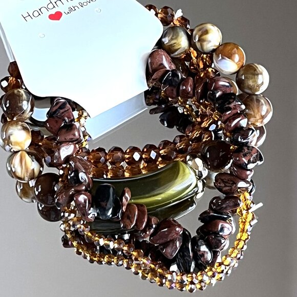 Charmze Stackable Set of Four Stretch Beaded Bracelets Artisan Handmade - Picture 1 of 3